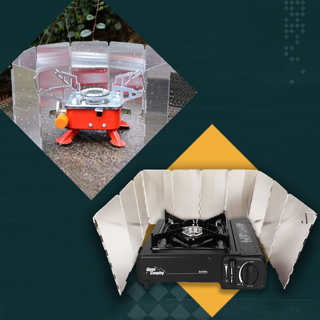 ALPEN CAMPING Kuchenka turystyczna MONT BLANC x1 + ALPEN CAMPING Osłona przeciwwiatrowa do kuchenki turystycznej + ALPEN CAMPING Kartusz Gazowy IK1004 400ml 227g x4 + IMEX Nakładka grillowa 30,5cm x1