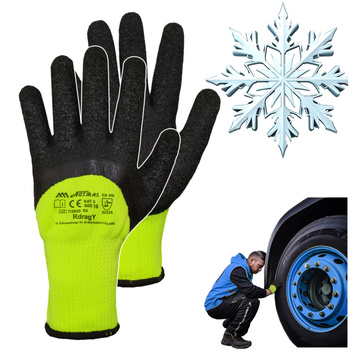 ART.MAS Rękawice ochronne robocze ocieplane RDRAG YELLOW kat.2 dzianina + lateks r. 9