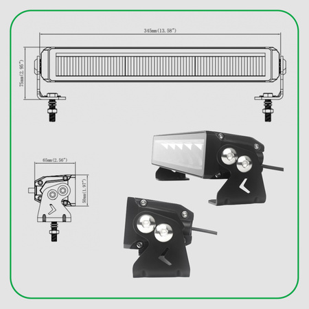 KAMAR Lampa reflektor dalekosiężny drogowy listwa 27 LED + jazda dzienna 12/24V 3810lm 42W, 10lm 8W