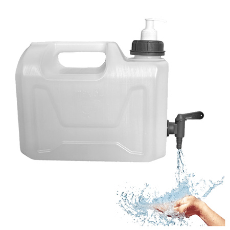 SimplyCan Pojemnik na wodę 5L ATEST bezbarwny z plastikowym kranikiem HEAVY DUTY x1  + SimplyCan Dozownik mydła do kanistra 150 ml DIN51 grafitowy x1