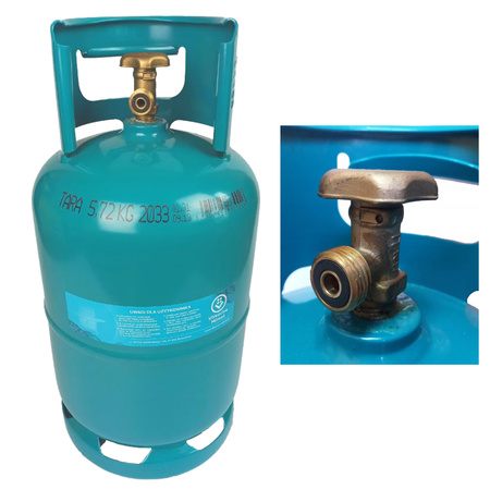VITKOVICE MILMET Butla gazowa 5kg 12,3l z kołnierzem przyłącze W21,8 1/2'' z boku PROPAN - BUTAN, LPG