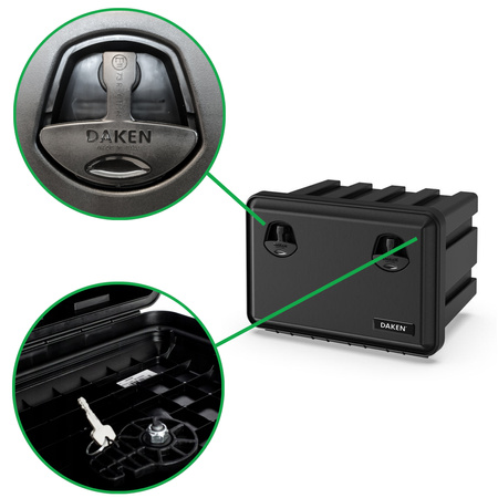 DAKEN Skrzynka narzędziowa JUST 600x415x460 74l / 50kg + DAKEN Uchwyty montażowe / wsporniki do skrzynek narzędziowych zestaw