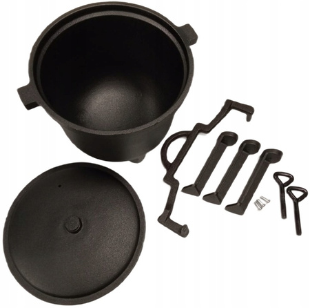 Kociołek myśliwski żeliwny 10 litrów stojący