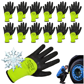 ART.MAS Rękawice ochronne robocze ocieplane RDRAG YELLOW kat.2 dzianina + lateks r. 11 x12