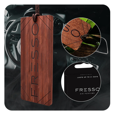 FRESSO Signature Man drewniana zawieszka zapachowa + perfumy samochodowe 50ml