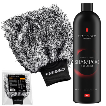 FRESSO Shampoo Premium szampon samochodowy 1L + FRESSO Rękawica z mikrofibry Cody Wash Mitt 19x28 cm , 90 g/m2