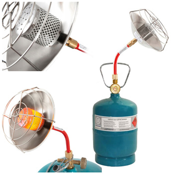 AG Promiennik turystyczny na butlę gazową SMYK 1,1kW + VITKOVICE MILMET Butla gazowa turystyczna 1kg 2,4l przyłącze 3/8'' od góry PROPAN - BUTAN, LPG