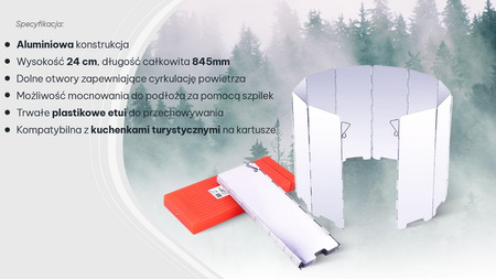 MaxiCamp Kuchenka turystyczna gazowa na kartusz BLACK + Osłona przeciwwiatrowa + 4 x kartusz gazowy