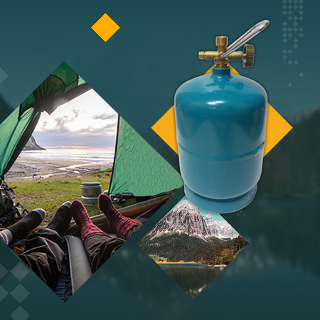 AG Lampa gazowa turystyczna na butlę KINGA3 0,6kW + VITKOVICE MILMET Butla gazowa turystyczna 1kg 2,4l przyłącze 3/8'' od góry PROPAN - BUTAN, LPG