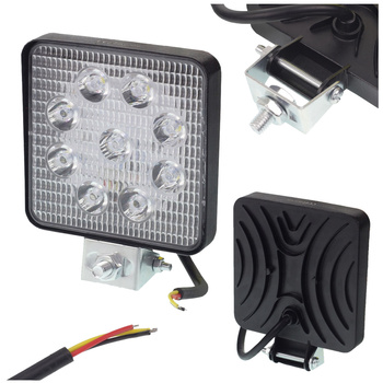 HERMON Lampa robocza prostokątna 9 LED 12-24V 9x1W 109x109x25mm