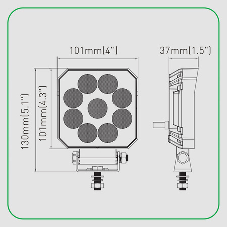 KAMAR Lampa robocza LED OSRAM x9 20W 1133lm 12/24V flood kwadratowa