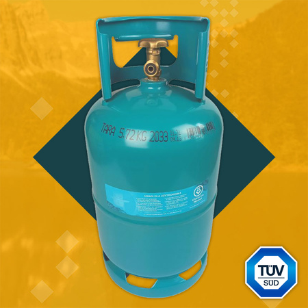 VITKOVICE MILMET Butla gazowa 5kg 12,3l z kołnierzem przyłącze W21,8 1/2'' z boku PROPAN - BUTAN, LPG