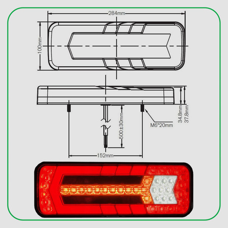 KAMAR Lampa tylna zespolona LED neon dynamiczny kierunkowskaz 12/24V