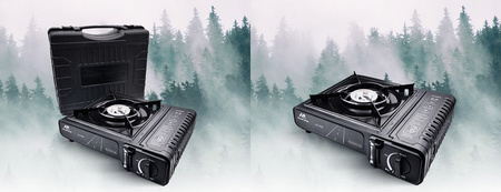 MaxiCamp Kuchenka turystyczna gazowa na kartusz BLACK + 4 x kartusz gazowy