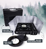 MaxiCamp Kuchenka turystyczna gazowa na kartusz BLACK + Nakładka grillowa + Osłona przeciwwiatrowa