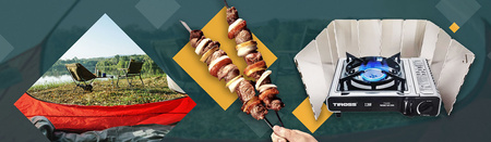 TIROSS Kuchenka turystyczna TS-265 x1 + ALPEN CAMPING Osłona przeciwwiatrowa do kuchenki turystycznej x1