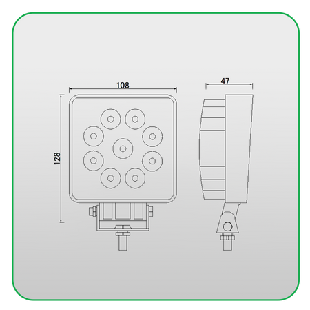 KAMAR Lampa robocza LED 9x LED 24W 1430lm flood kwadratowa