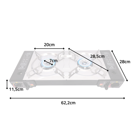 HERMON Dwupalnikowa kuchenka turystyczna  na kartusz i butle  x1 + Kartusz Gazowy IK1004 400ml 227g x4