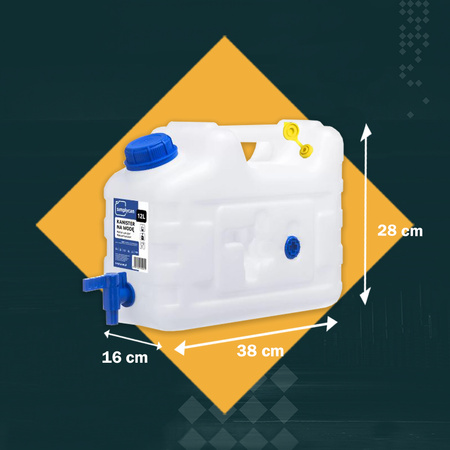 SimplyCan Pojemnik na wodę pitną 10L ATEST odpowietrznik kranik (max. 12L)  + SimplyCan Dozownik mydła do kanistra 150 ml DIN61
