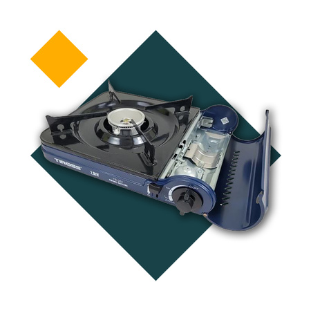 TIROSS Kuchenka turystyczna TS-261 x1 + ALPEN CAMPING Osłona przeciwwiatrowa do kuchenki turystycznej x1 + TIROSS Kartusz Gazowy TS700 400ml 227g x8