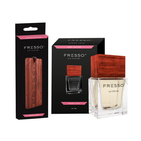 FRESSO Sugar Love drewniana zawieszka zapachowa + perfumy samochodowe 50ml