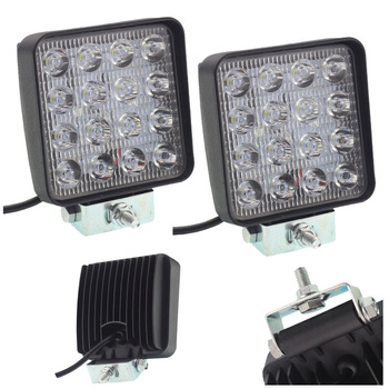 HERMON Lampa robocza prostokątna 16 LED 9-32V 16x3W 107x107x50mm x2