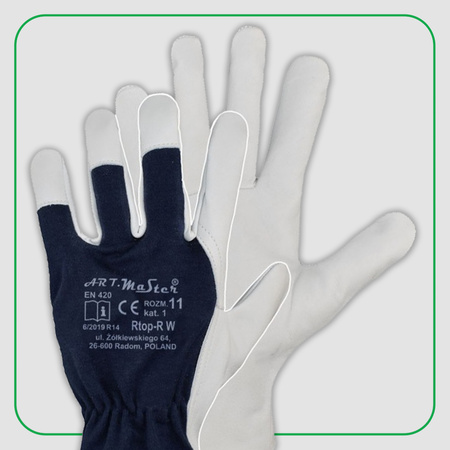 ART.MAS Rękawice ochronne robocze ocieplane RTOP-R WINTER kat.1 skóra licowa kozia r. 10
