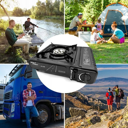 MaxiCamp Kuchenka turystyczna gazowa na kartusz BLACK + 4 x kartusz gazowy