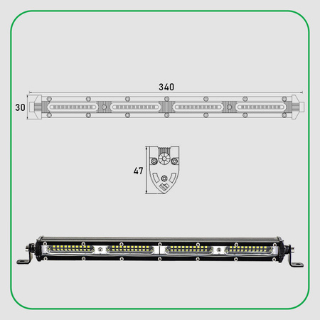 KAMAR Panel LED x40 led bar SLIM 2200lm 28W 34cm 12V 24V