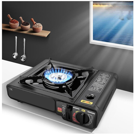 HAPPY HOME Kuchenka turystyczna 2w1 x1 + ALPEN CAMPING Osłona przeciwwiatrowa do kuchenki turystycznej x1 +  IMEX Nakładka grillowa 30,5cm x1 +  ALPEN CAMPING Kartusz Gazowy IK1004 400ml 227g x8