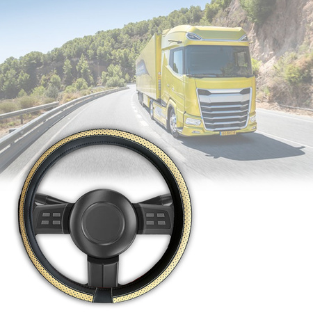 TRAKER Pokrowiec na kierownice TIR ciężarówka 44 - 46cm czarno - beżowy