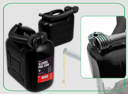 BREMHER Kanister na paliwo 10L plastikowy + lejek HOMOLOGACJA czarny