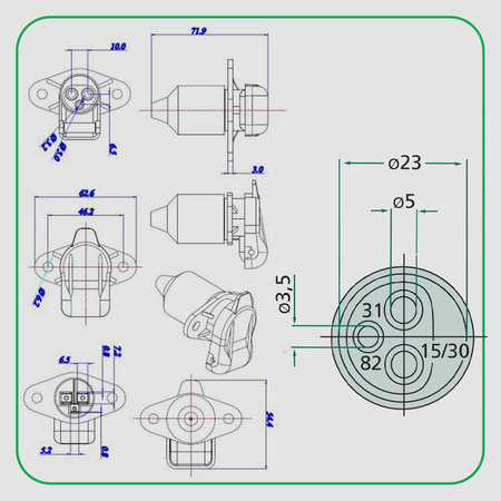 KAMAR Gniazdo 3 PIN 12V