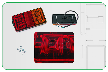 KAMAR Zestaw lamp tylnych do przyczepki 12/24V 16x LED przewód 7,5m