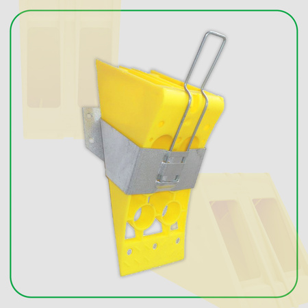 LOKHEN Klin pod koła żółty E36 336x123x148mm + LOKHEN Uchwyt metalowy ocynkowany do klina pod koła E36