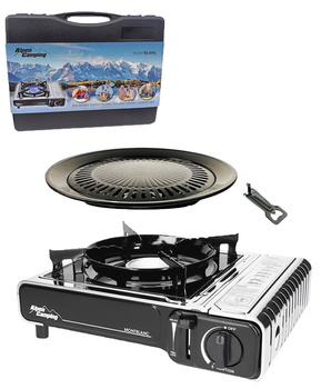 ALPEN CAMPING Kuchenka turystyczna MONT BLANC x1 +  IMEX Nakładka grillowa 30,5cm x1