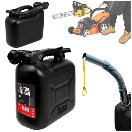 BREMHER Kanister na paliwo 10L plastikowy + lejek HOMOLOGACJA czarny