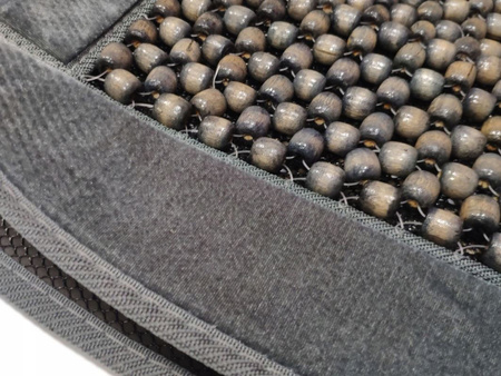 TRAKER Mata koralikowa obszyta welurem na siedzenie fotel pokrowiec szary