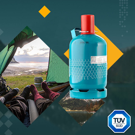 AG Lampa gazowa turystyczna na butlę KINGA3 0,6kW + VITKOVICE MILMET Butla gazowa 5kg 12,3l z kołpakiem plastikowym przyłącze 3/8'' od góry PROPAN - BUTAN, LPG