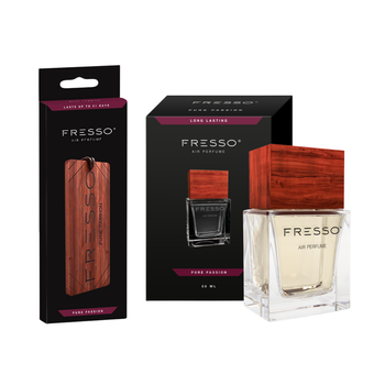 FRESSO Pure Passion drewniana zawieszka zapachowa + perfumy samochodowe 50ml