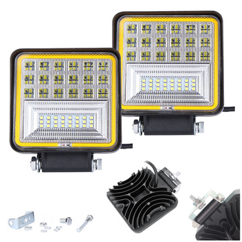 HERMON Lampa robocza halogen LED x42 + COB 126W 9-36V COMBO 110x110x20mm x2