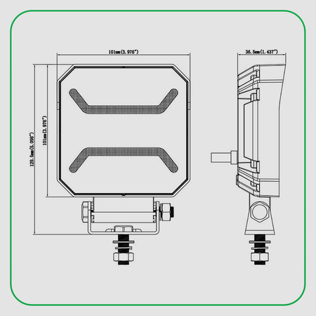 KAMAR Lampa robocza 10 LED 15W 1500lm + 2x pasek LED amber 12/24V