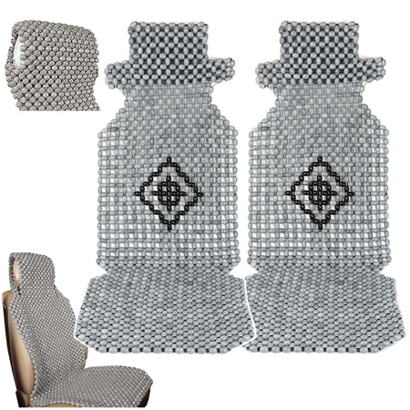 TRAKER Mata koralikowa z zagłówkiem na siedzenie fotel pokrowiec szara OSOBOWY BUS x2