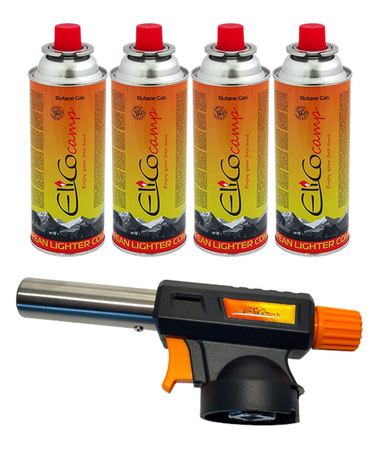 ELICOTECH Palnik gazowy wielofunkcyjny RK-3129 x1 +  ELICOCAMP Kartusz Gazowy 220g x4