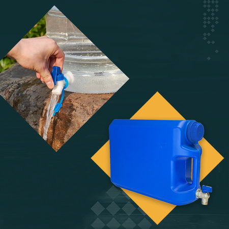 TRAKER Pojemnik kanister na wodę 10L niebieski kran krótki płaski leżący