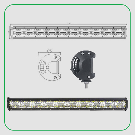 HERMON Panel lampa robocza LED x200 600W 12V 24V 71cm led bar OFF - ROAD