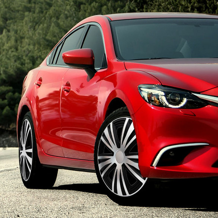 CARFIELD Kołpaki samochodowe SPIN srebrno czarne 15" x4