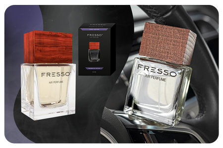 FRESSO Magnetic Style drewniana zawieszka zapachowa + perfumy samochodowe 50ml