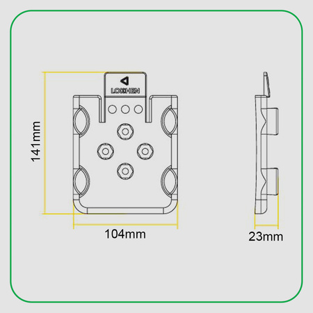 LOKHEN Klin pod koła do przyczepki samochodu NANO 10 225x90x100mm + LOKHEN Uchwyt wspornik mocujący FLATY do klina NANO 10