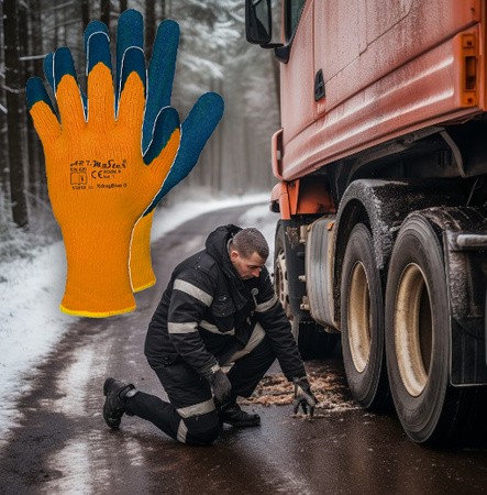 ART.MAS Rękawice ochronne robocze ocieplane RDRAG BLUE O kat.1 dzianina + lateks r. 11 x12